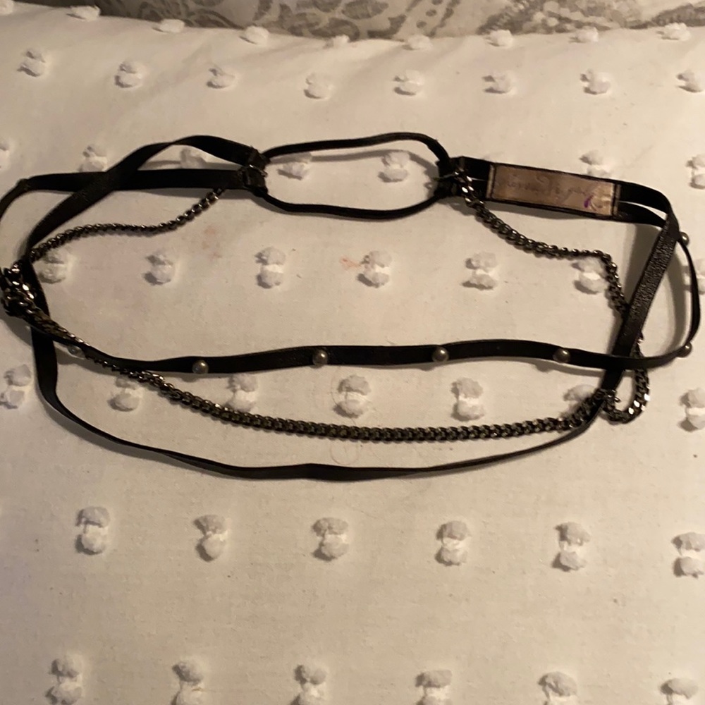 Leather stud and chain head band